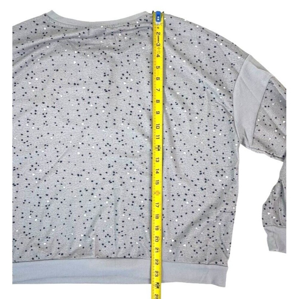 Splendid Henley Lounge Boxy Gray Sweatshirt Polka Dots Hearts Soft Sleep XXL - Picture 7 of 9